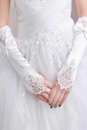 Beliebt Satin Mit Bowknot Weiß Modern Brauthandschuhe