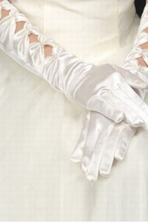 Herrlich Taft Perlenstickerei Elegant Weiß Graziös Brauthandschuhe
