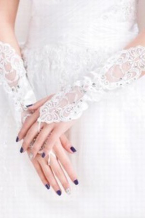 Satin Paillette Weiß Chic|Modern Brauthandschuhe Schön