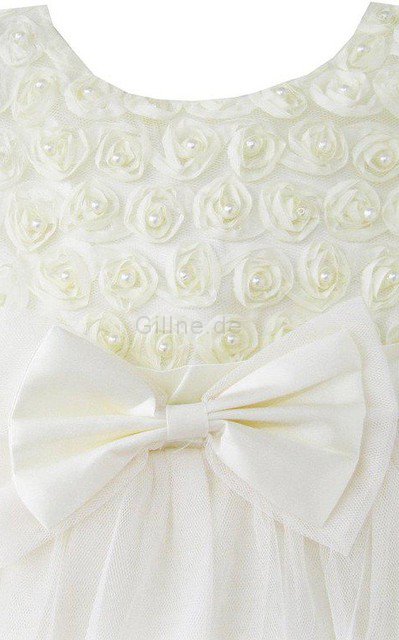 Paillettenbesetztes Schaufel-Ausschnitt Normale Taille Plissiertes A-Line Blumenmädchenkleid