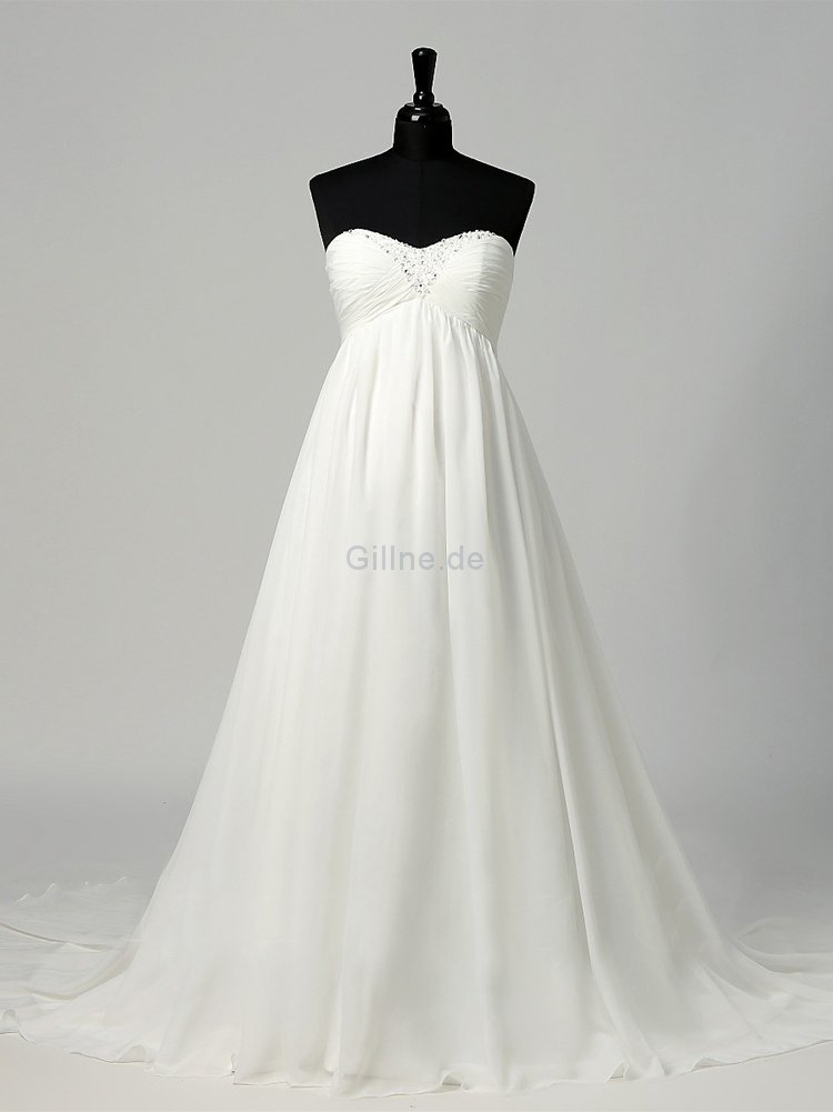 A-Line Dom Gewinnend Langes Brautkleid mit Empire Taille