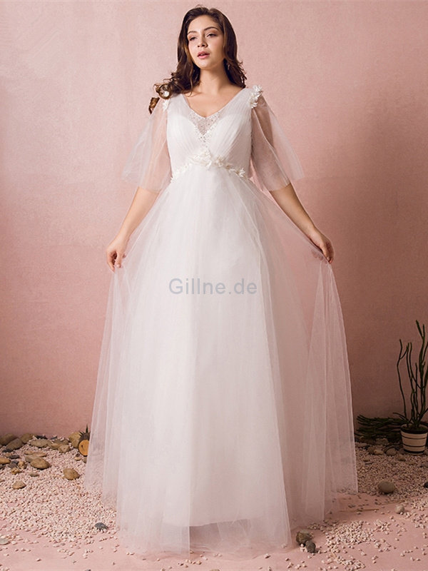 Ausgezeichnet Sittsames Exklusive Brautkleid mit Empire Tailler mit Blume
