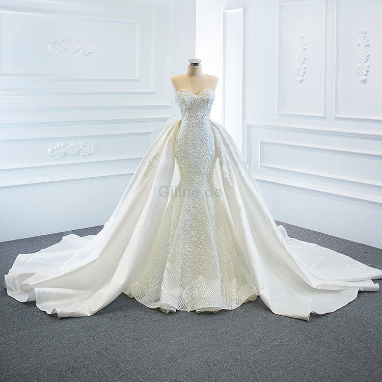 Auffällig Meerjungfrau Stil Formelles Besonderes Brautkleid aus Satin