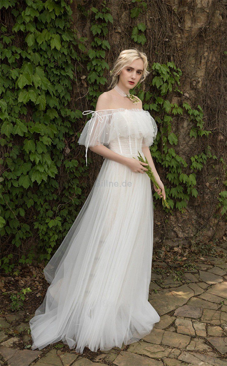 Wunderschönen a linie Formelles Bodenlanges Brautkleid ohne Ärmeln