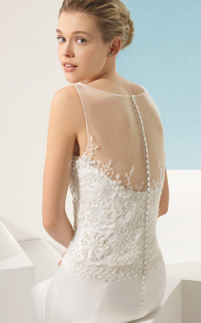 Etui Durchsichtige Rücken Perlenbesetztes Anständiges Brautkleid mit Bordüre