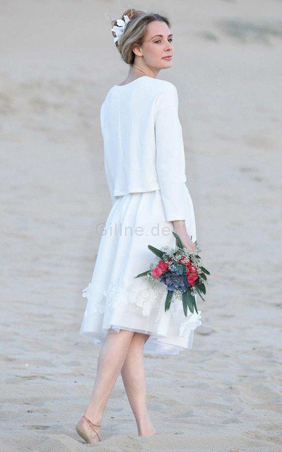 A-Linie Ärmelloses Langärmeliges Brautkleid mit tiefem V-Ausschnitt aus Spitze