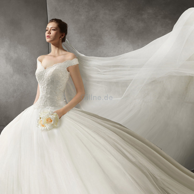 Dom Trägerloser Ausschnitt Leuchtenden Klassisches Anständiges Brautkleid