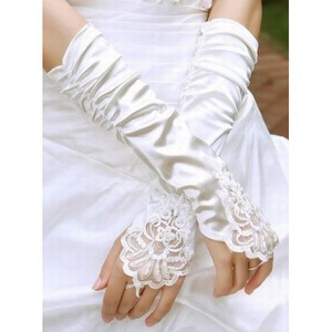 Seher Taft Perlenstickerei Weiß Modern Brauthandschuhe