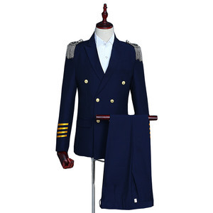 Zweireiher Anzüge Kleid Navy Blau Männer Blazer