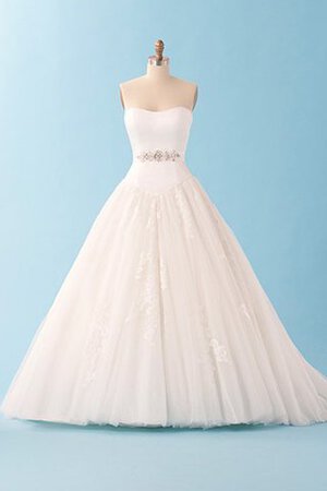 Sweep Zug Vintage Anständiges Romantisches Brautkleid mit Perlengürtel