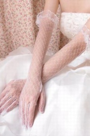Hell Tüll Elegant Weiß Brauthandschuhe