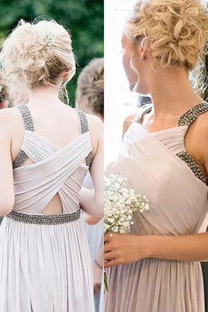 Chiffon Perlenbesetztes Prinzessin Normale Taille Ärmelloses Brautjungfernkleid