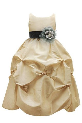 Empire Bodenlanges Blumenmädchenkleid mit Blume mit Rüschen