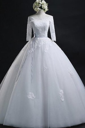 Spitze Tüll Modisches Brautkleid mit Schleife mit Rücken Schnürung