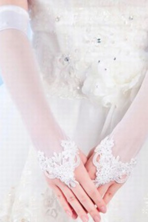 Seher Spitze Elegant|Bescheiden Weiß Elegant|Bescheiden Brauthandschuhe