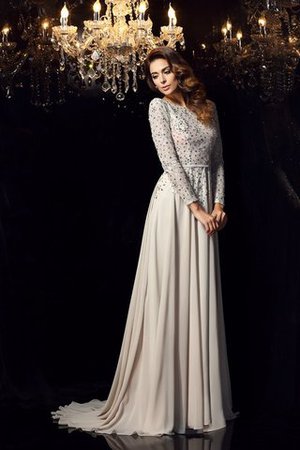 Chiffon Schaufel-Ausschnitt Prinzessin Sittsames Abendkleid mit Empire Taille