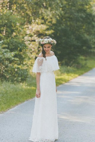 Schulterfreier Ausschnitt Klassisches Reißverschluss Bodenlanges Extravagantes Brautkleid