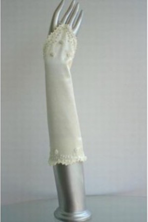 Taft Perlenstickerei Elfenbein Chic|Modern Brauthandschuhe Chaming
