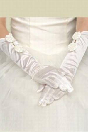Süß Taft Mit Blumen Weiß Chic|Modern Brauthandschuhe