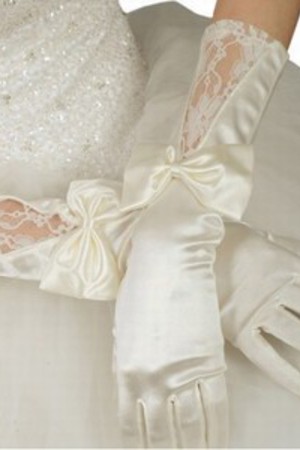 Neuere Taft Mit Bowknot Weiß Chic|Modern Brauthandschuhe