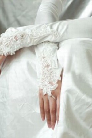 Bezaubernd Satin Elegant|Bescheiden Weiß Elegant|Bescheiden Brauthandschuhe