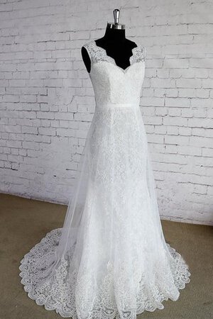 Spitze Gekerbter Ausschnitt Einfaches Brautkleid mit Bordüre mit Drapierung