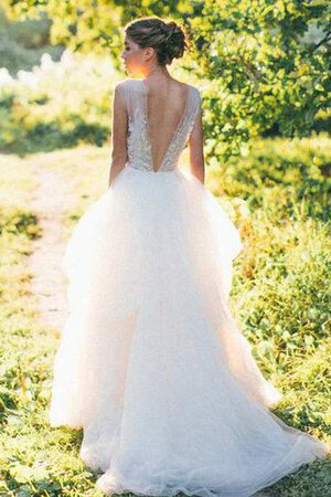 Sweep Train Vintage A-Linie Romantisches Brautkleid ohne Ärmeln