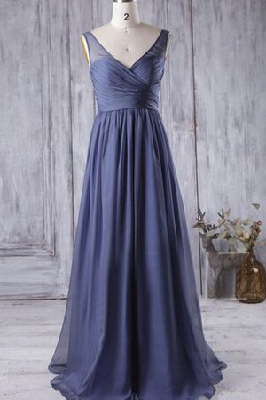 Gerüschtes Chiffon A Linie Reißverschluss Brautjungfernkleid mit natürlicher Taille