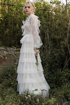 Süß Spitze Bodenlanges Brautkleid aus Satin mit Perlen