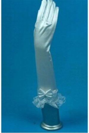 Auffallend Taft Spitze Saum Weiß Chic|Modern Brauthandschuhe