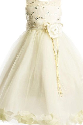 Normale Taille Reißverschluss Tüll Duchesse-Linie Blumenmädchenkleid mit gekappten Ärmeln