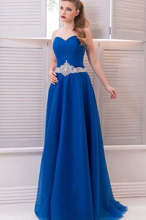 Plissiertes A-Linie Ärmelloses Ballkleid mit natürlicher Taille aus Tüll