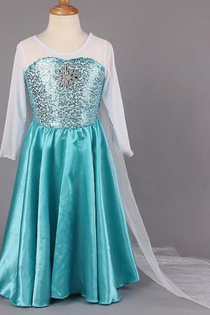 A Linie Prinzessin Bodenlanges Blumenmädchenkleid aus Satin mit Perlen