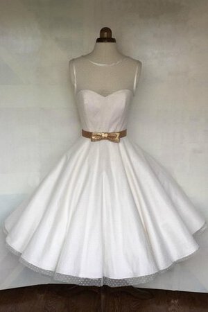 Juwel Ausschnitt A-Line Wadenlanges Brautkleid mit Schmetterlingsknoten mit Plissierungen