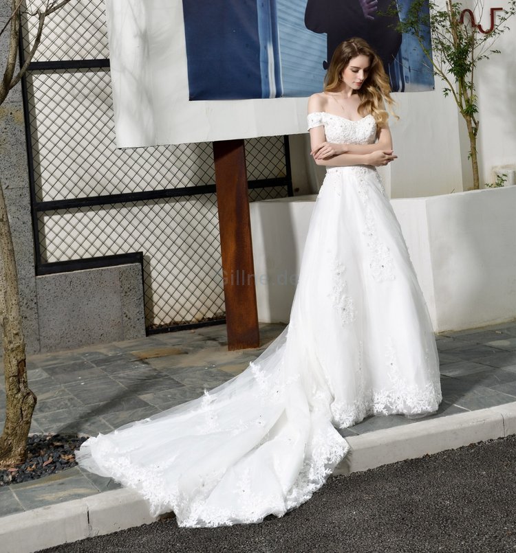 Outdoor Beliebt Luxus Anständiges Brautkleid mit Rücken Schnürung