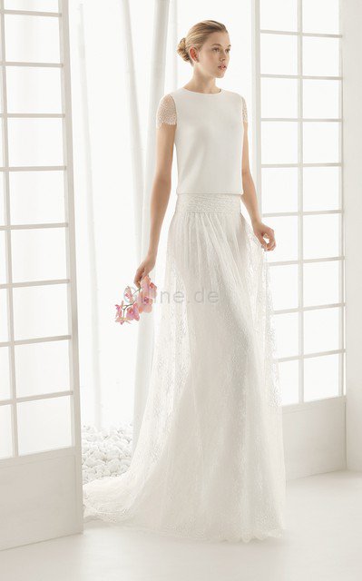 Satin Spitze Einfaches Schick Brautkleid mit Bordüre