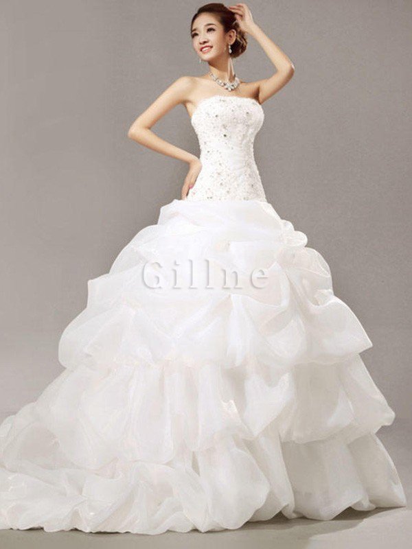 Plissiertes Hübsch Glamouröses Swing Extravagantes Brautkleid