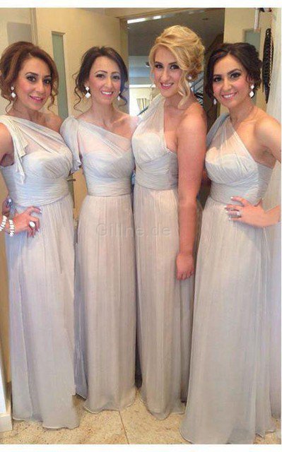 Enges Gerüschtes Luxus Bodenlanges Brautjungfernkleid mit Plissierungen