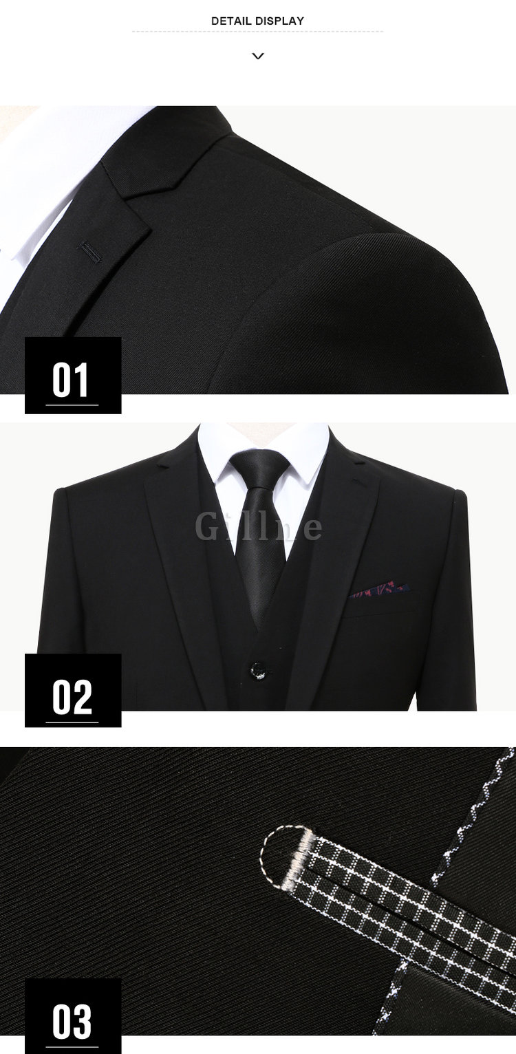 Business Casual Männer Anzug 3 Stück Asiatische {blazer Slim Fit Einfarbig
