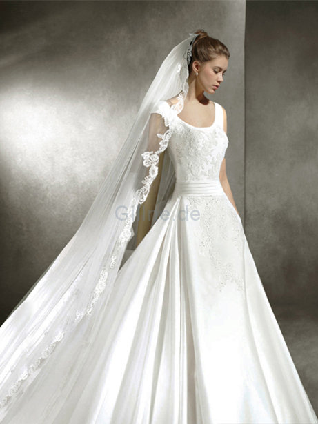 Funkelnd Bateau Ausschnitt Luxus Pompöse Brautkleid mit Reißverschluss
