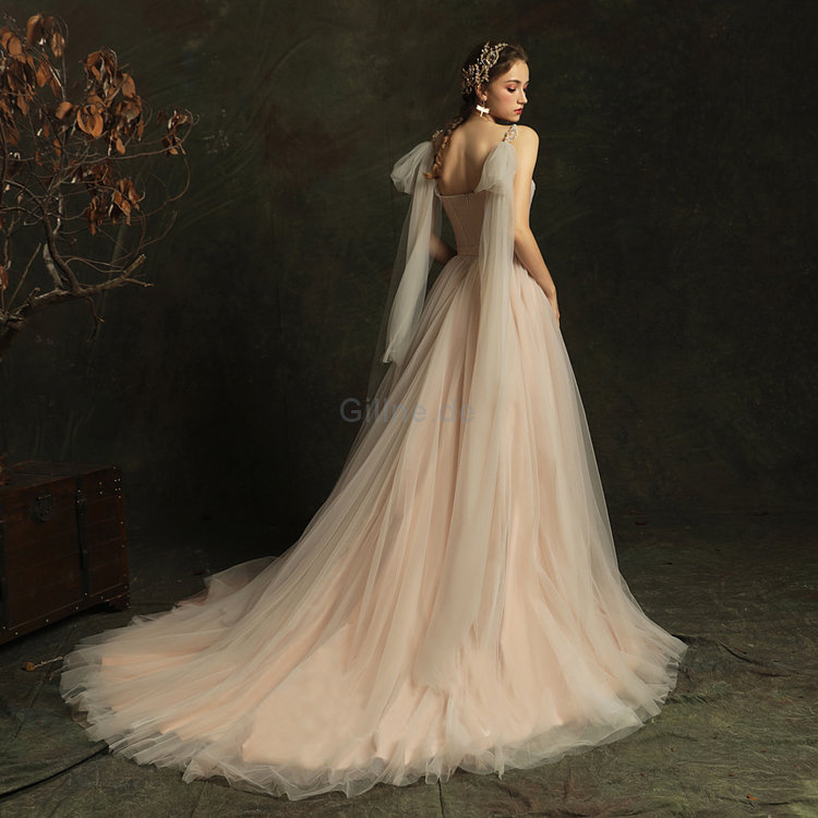 Dom Herrlich Bodenlanges Romantisches Brautkleid mit Reißverschluss