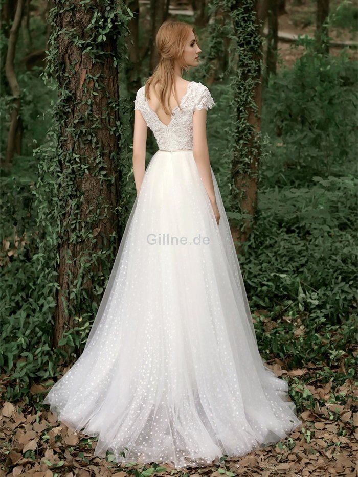 Reißverschluss Modisch Natürliche Taile Luxus Brautkleid aus Spitze