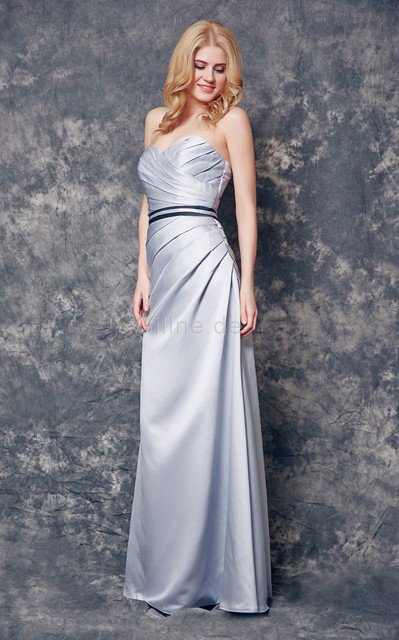 Empire Taille A-Line Sittsames Brautjungfernkleid mit Herz-Ausschnitt mit Schleife