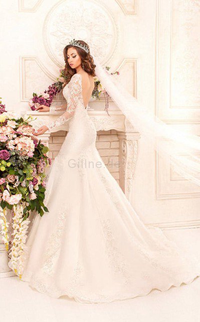 Vintage Spitze Schlichtes Romantisches Brautkleid mit Applike