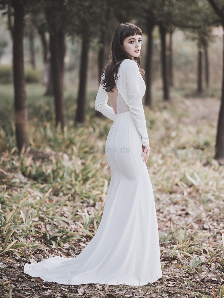Langärmeliges Wunderschönen Luxus Bodenlanges Konservatives Brautkleid