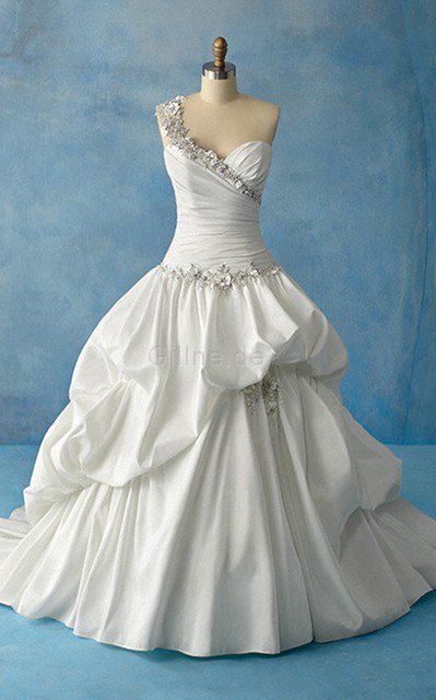 Taft Luxus Anständiges Brautkleid mit Rücken Schnürung mit Juwel Mieder