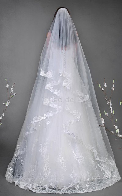 Weich A Linie Spitze Brautkleid mit Blume mit kreuz