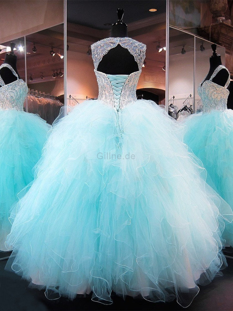 Glamourös Bodenlanges Attraktives Quinceanera Kleid mit Kristall aus Satin