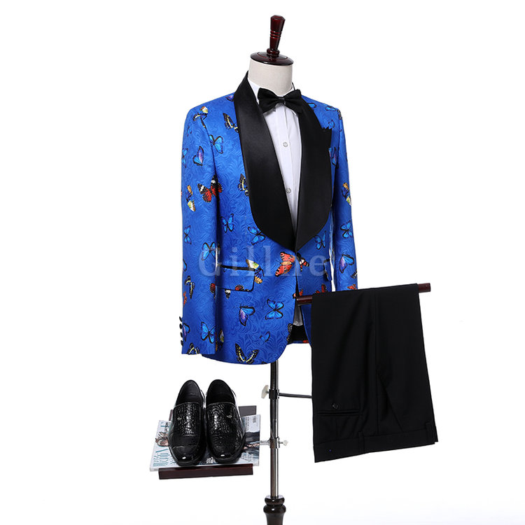 Casual Mode Anzüge Smoking Terno Hochzeit Männer Anzug Blau