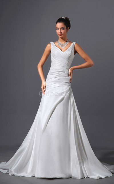 A Linie Satin Glamouröses Brautkleid mit Gericht Schleppe mit Rücken Schnürung